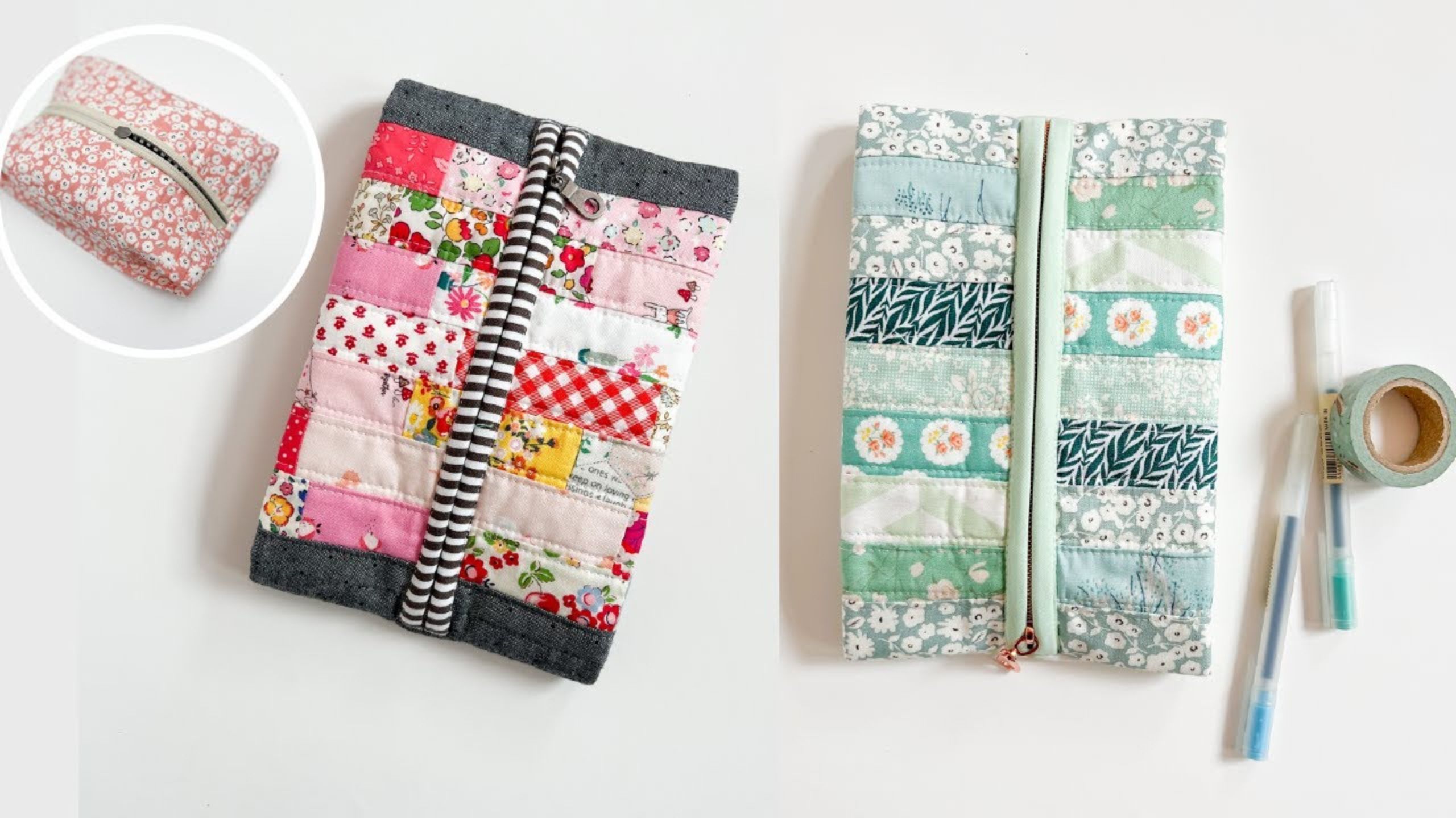 How to sew a Scrappy Stationery Pouch | Quilted Zipper Case with Minki Kim