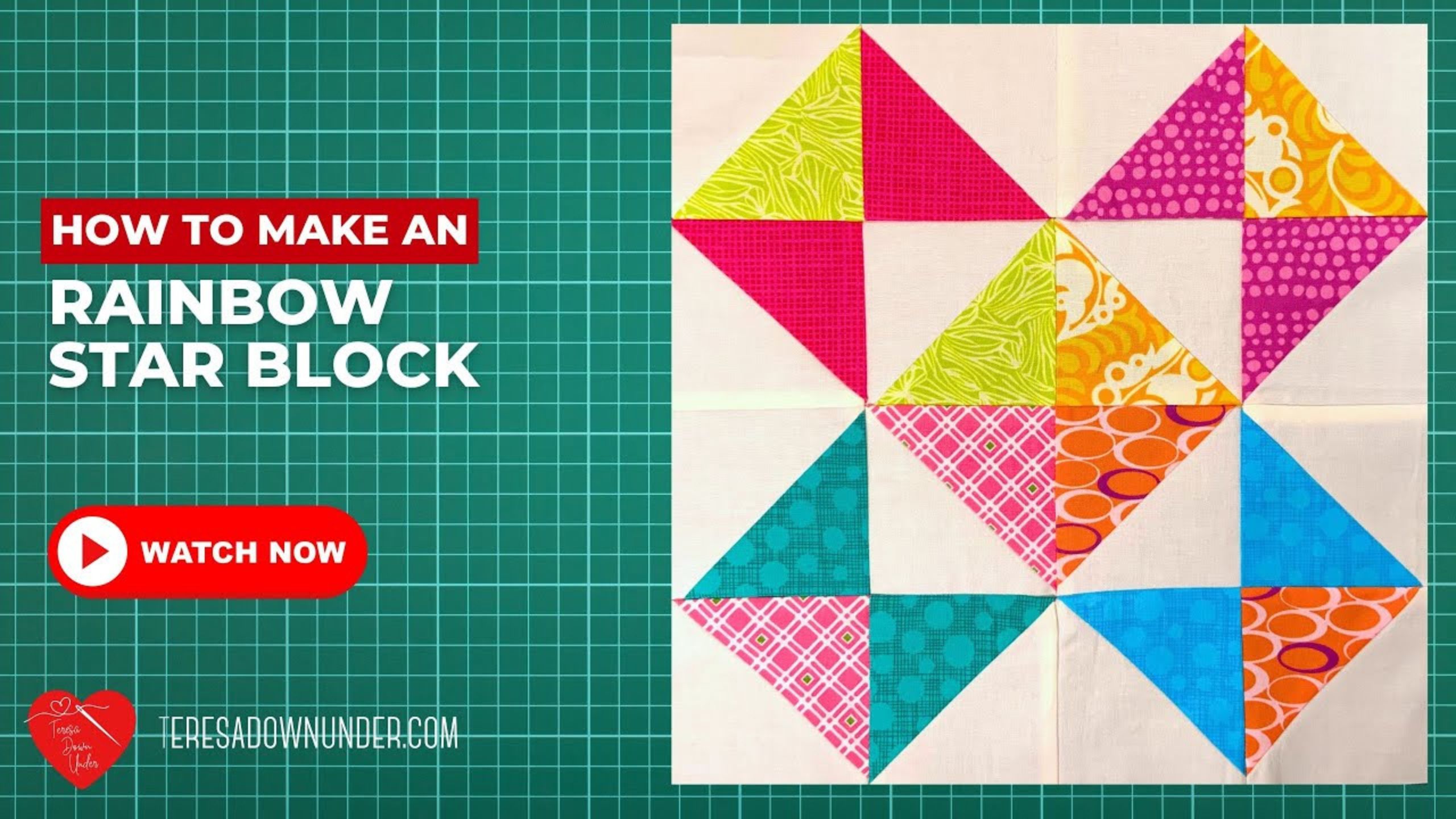 How to make a rainbow sawtooth star block with Teresa Down Under