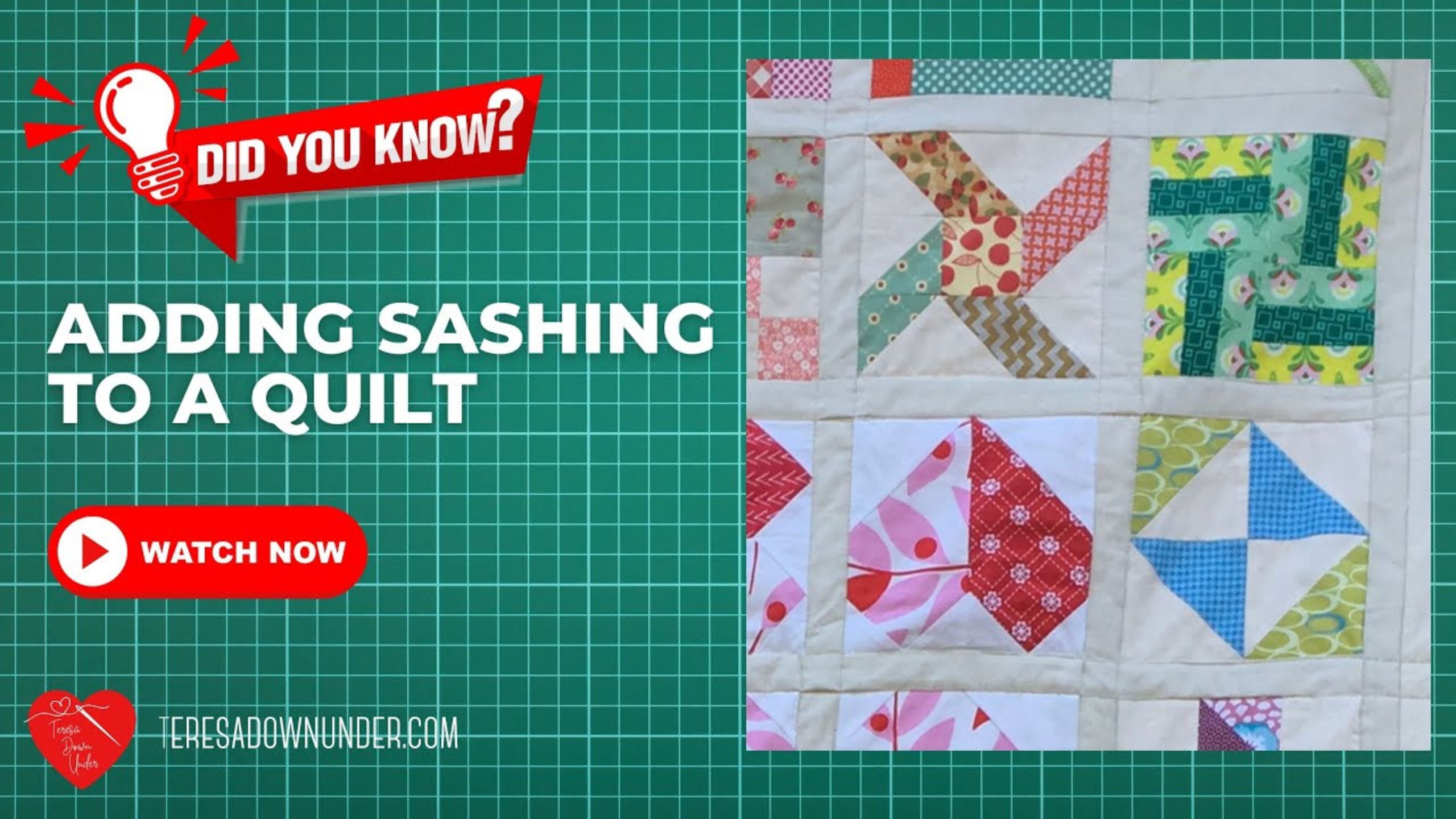 How to add sashing to a quilt with Teresa Down Under