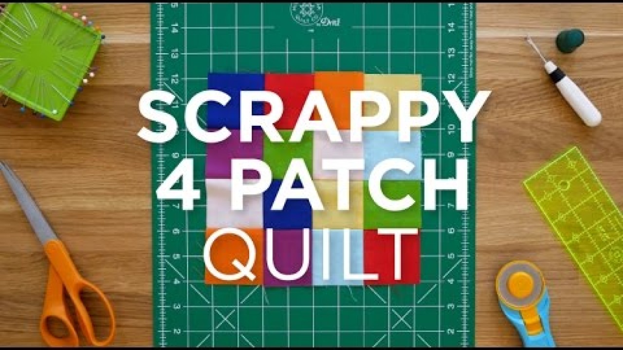 Scrappy 4 Patch Quilt Block - Quilt Snips