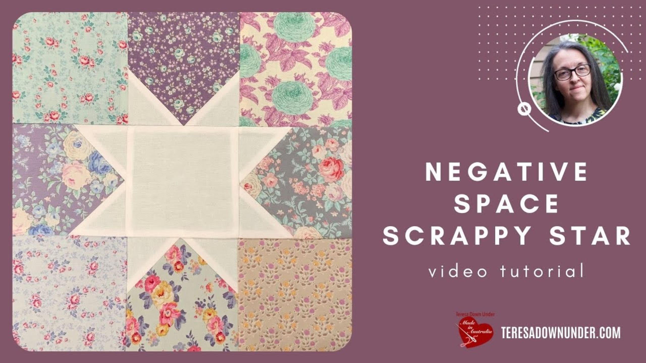Negative Space Scrappy Star block with Teresa of Teresa Down Under