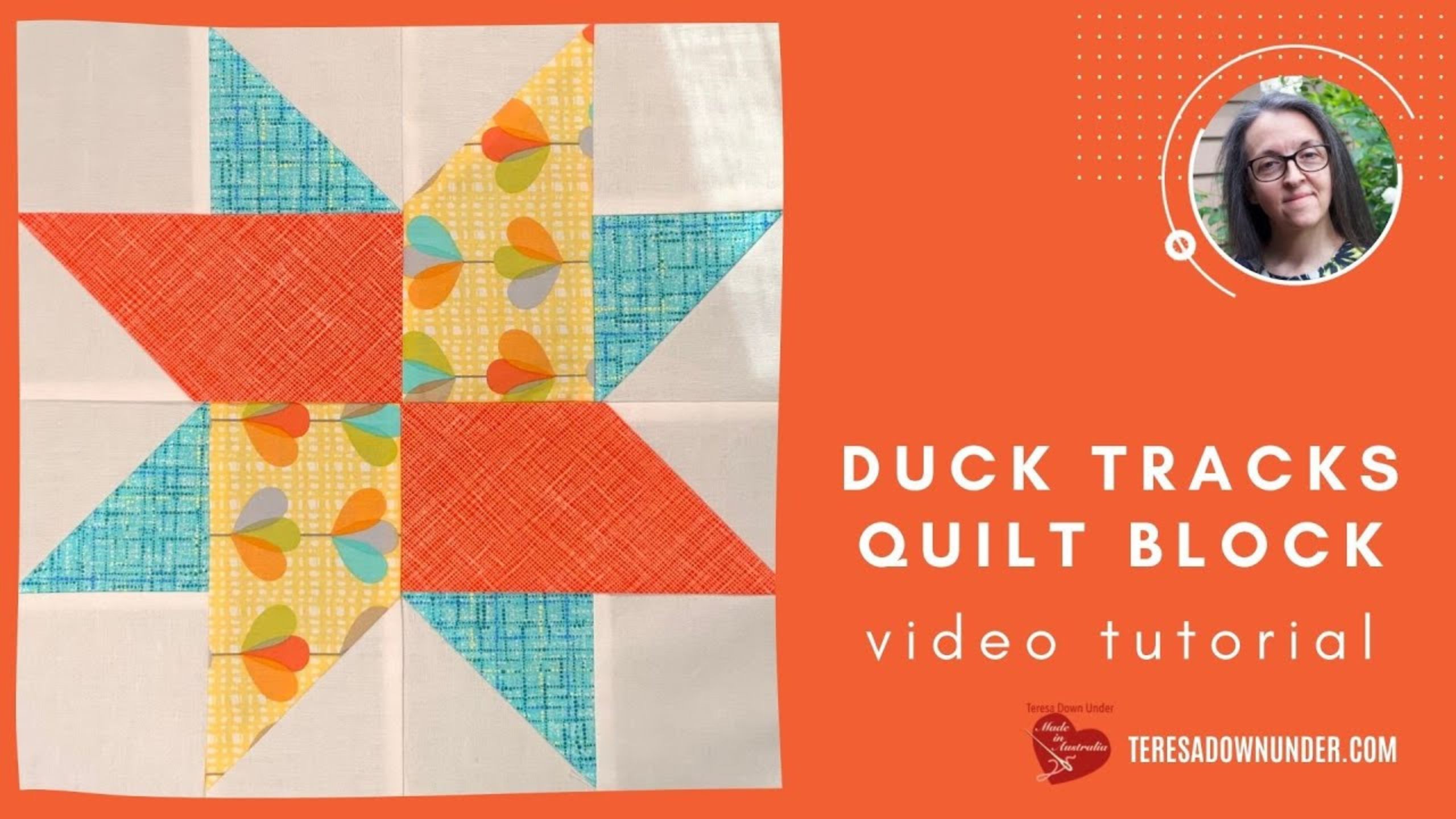 Duck tracks quilt block video tutorial with Teresa from Teresa Down Under